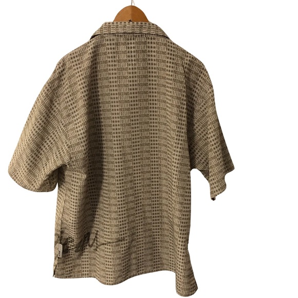 Exco Jeans for Life AOP Spell out Short sleeve top Dress shirt tan & brown XL 🤎 - Picture 4 of 11